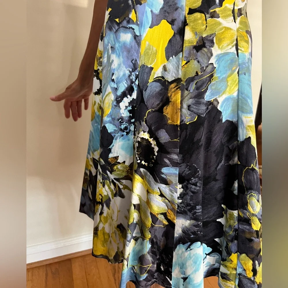 Maggy London Floral Midi Dress - Blue and Yellow - Picture 2 of 4